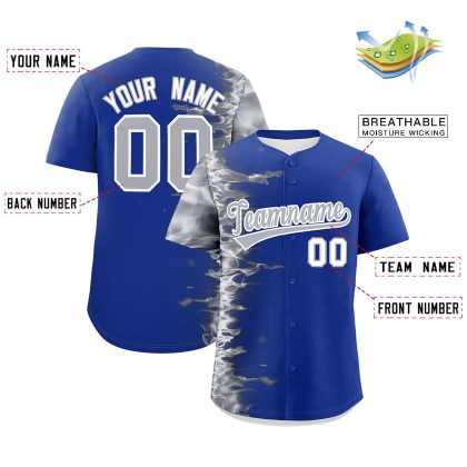 Custom Royal Personalized 3D Flame Design Authentic Baseball Jersey CS-1049-24