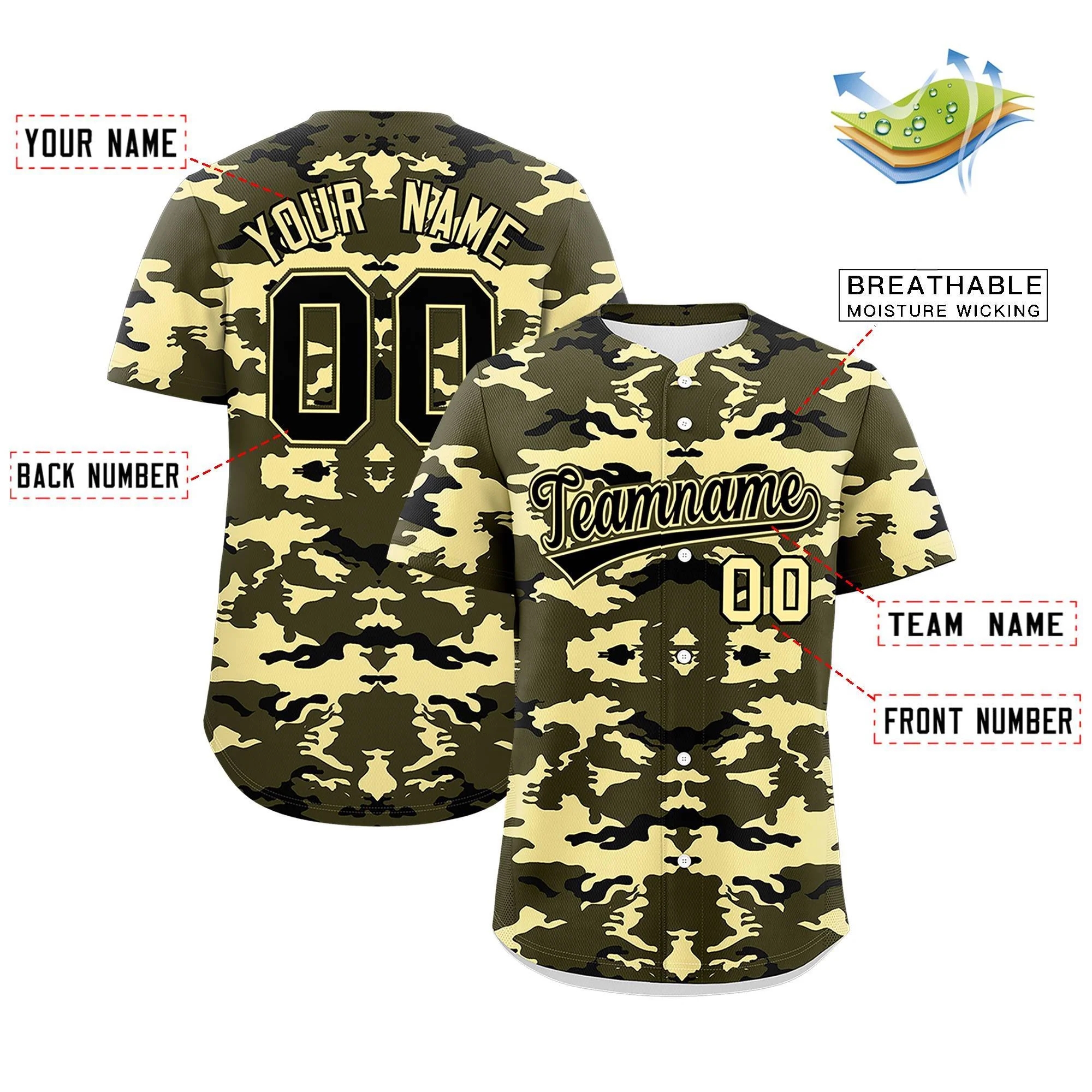 Custom Your Brand Camo Design Authentic Baseball Jersey CS-1042-24