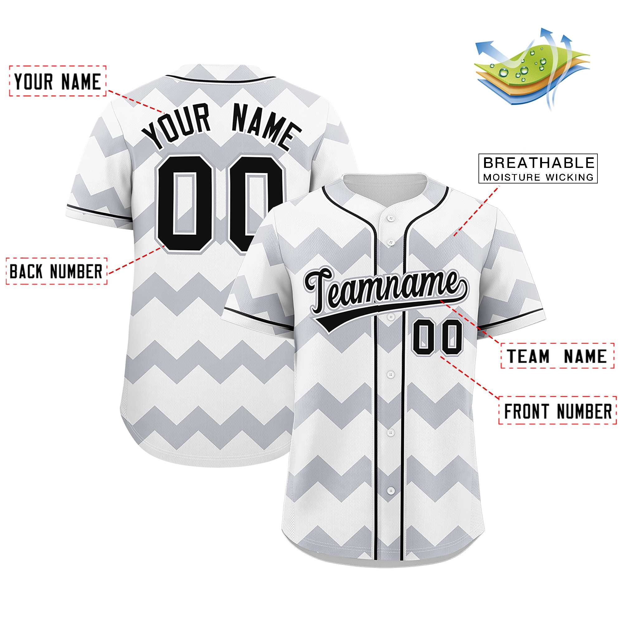 Custom Your Sportswear Personalized Ripple Design Baseball Jersey CS-1056-24