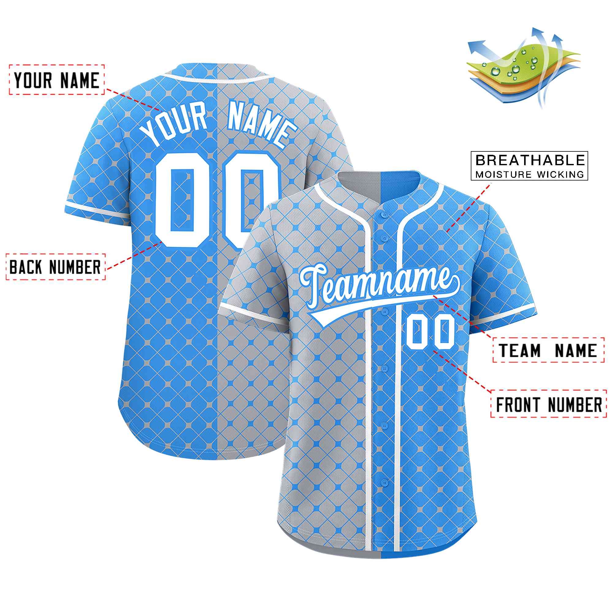 Customization Fashion Plaid Design Authentic Baseball Jersey CS-1059-24
