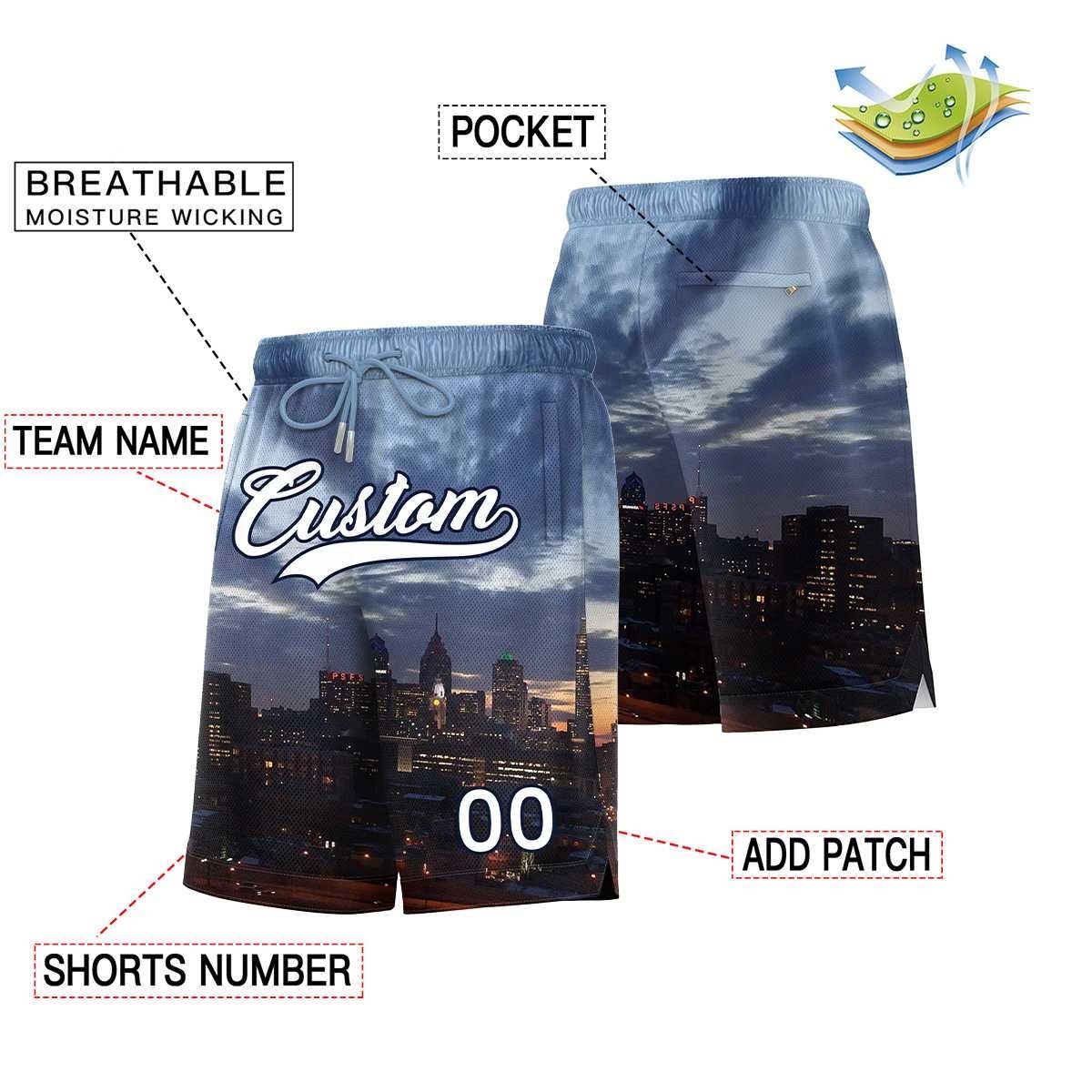 New Arrival Stitched Embroidered Mens Basketball Shorts CS-1087-24